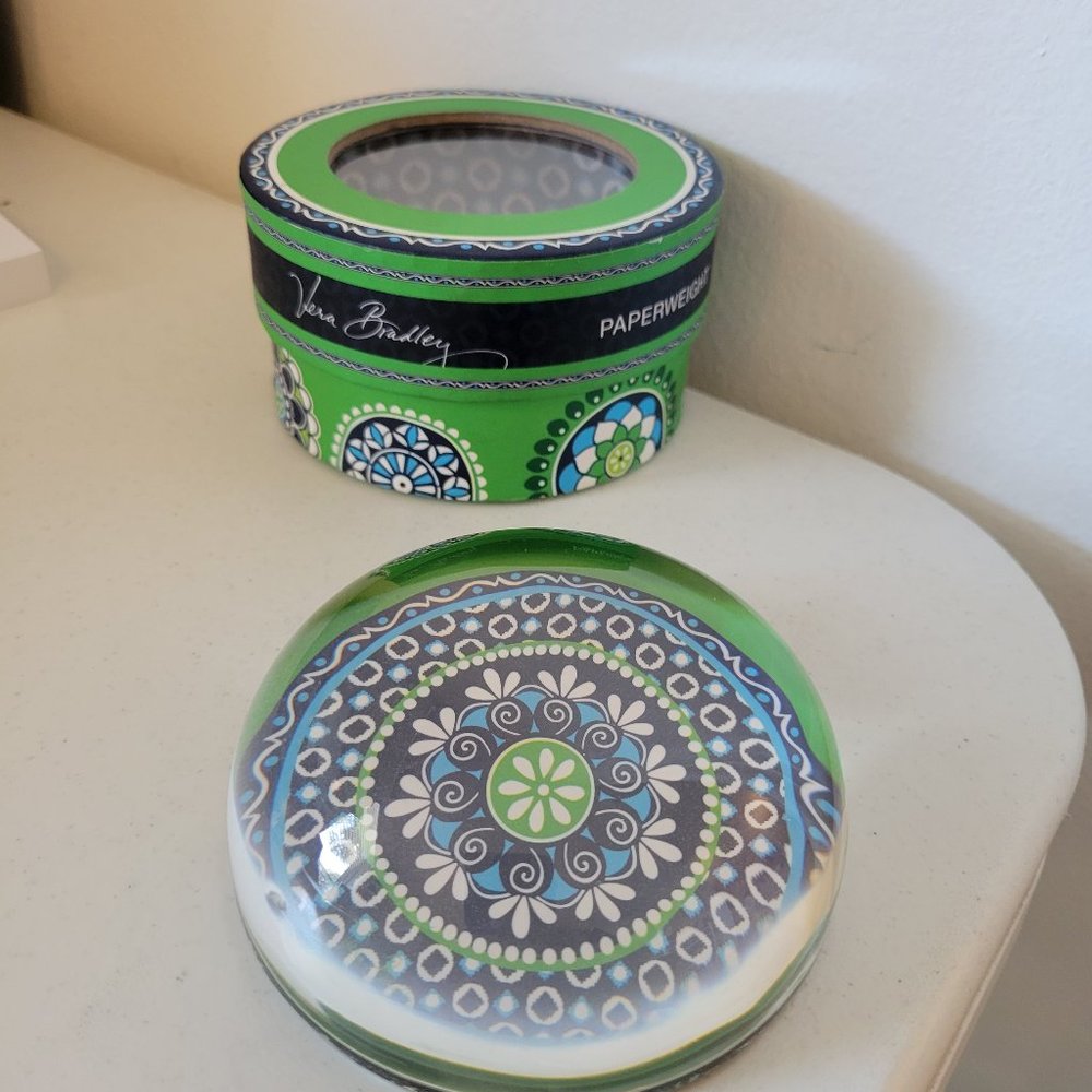 Vera Bradley Paperweight Blue/Lime Daises
